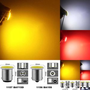 2024 2024 1 PCS COD LED Bulbe COB P21W 1156 BA15S Turn Signal Light P21 / 5W Bay15 D1157 Frein de stationnement inversé Frein Stops 12V 7000K Blanc