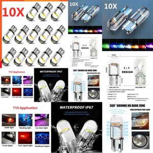 2024 2024 10 / 2PCS W5W LED T10 Car Light Cob Verre 6000K Blanc Auto Auto Auto-Automobiles Plaque de licence Lampe Dome Read Drl Bulb Style 12V Universal