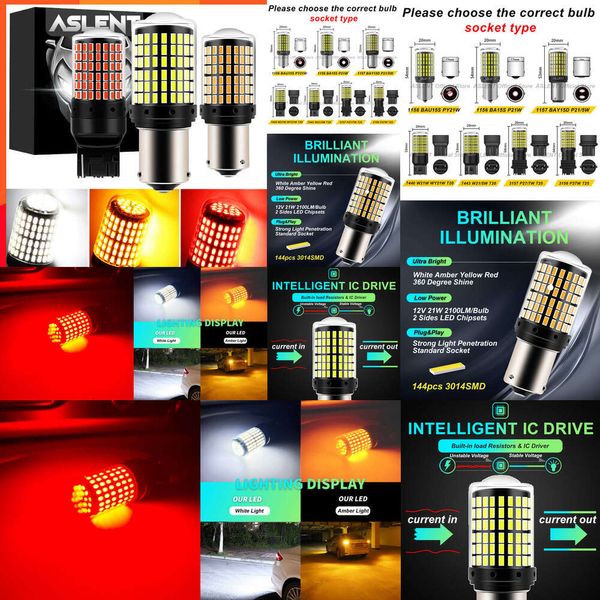 2024 2024 2PCS 1156 BA15S P21W BAU15S PY21W 7440 W21W P21 / 5W 1157 BAY15D 7443 3157 Bulbes LED 144SMD CANBUS LAMPE RUND SIGNAL SIGNAL SIGNAG