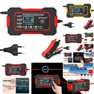 2024 2024 Cargador de batería de automóvil 12 V Pulse Reparación LCD Pantalla de carga rápida Smart Agm Ciclo profundo Gel-ACAD-ACID ACIDO PAR