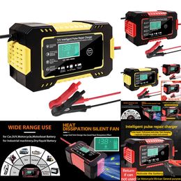 2024 2024 EAFC Volledige automatische auto -batterijlader 12V Digitale display Batterijlader Power Puls Reparatie Opladers Nat droog loodzuur