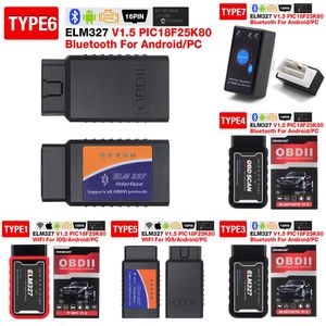 2024 2024 ELM327 V1.5 OBD2 Scanner WiFi BT PIC18F25K80 Chip OBDII Tools de diagnostic pour iPhone Android PC ELM 327 Lecteur de code automatique