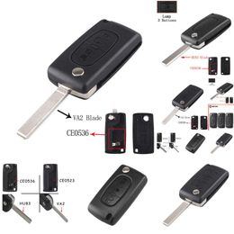 2024 2024 Key You Remote Key Case voor Peugeot 207 307 308 407 607 807 Voor Citroen C2 C3 C3 C4 C5 C6 Flip Folding Car Key Shell 2/3/4 knoppen