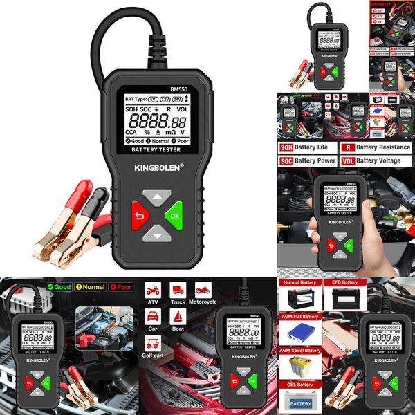 2024 2024 Kingbolen BM550 Car Battery Tester 6V 12V 24V 100-2000 Système de batterie CCA Détecter Auto Battery Analyzer Car Battery Tool PK KW208