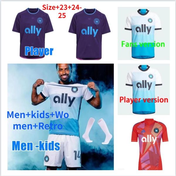 2024 2025 4xl Charlotte Soccer Jerseys Copetti Fc Fans Home Player Version Away Football Shirt 23 24 25 Men Kids Kit Bronco Vargas Bender Tuiloma Malanda Home Away