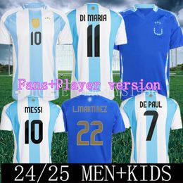 2024 2025 Argentinië Maradona voetbalshirts 24 25 Messis Dybala fans spelerversie Di Maria Martinez de Paul Kids Kit Men 2024 Copa America Shorts Vest