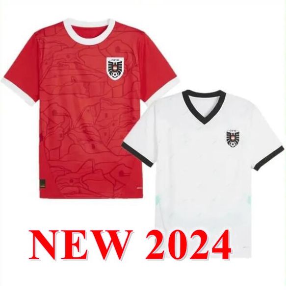 2024 2025 Autriche Jerseys Soccer Jerseys Souvenir 24 25 Home Red Away White Football Shirt Men Kid Kit Kit Sports Outdoors