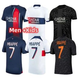 23 24 Authentieke voetbaltruien Mbappe, Wijnaldum, Ramos, Hakimi, Verratti -2024-2025 Fans Kids Men Full Kits voetbalshirt