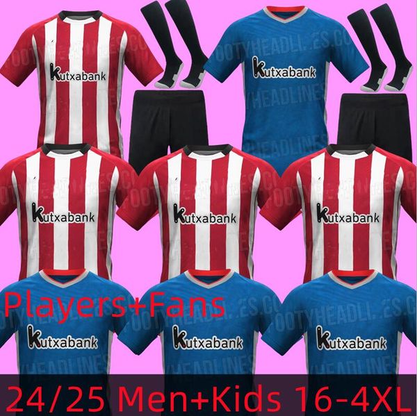 2024 2025 Bilbao Club Soccer Jerseys 23 24 Athletic Aduriz Guruzeta Williams Muniain Paredes Berengueer Ander Herrera Unai Simon O. Schet Football Football Men and Kids Shirt