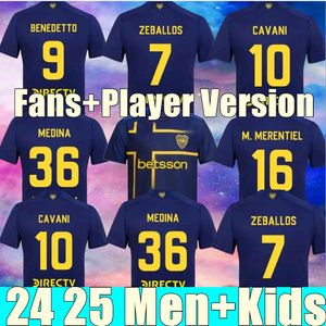 2024 2025 CA Boca Juniors Cavani Soccer Jerseys 24 25 Carlitos Maradona Club Atletico Conmebol Libertadores Janson Football Shirt sets Kids Uniforme