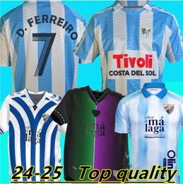 2024 2025 CAMISETA MALAGA CF SOCCER JERSEY 120 ANIVERSARIO KIDS KIT Remake rétro 24/25 Shirts de football à domicile Men Bustinza M. Juande Ramon Febas Alex Gallar Kit Concept 88