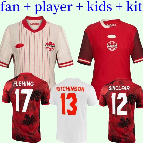 2024 2025 Jerseys de fútbol de Canadá Maillot de Foot Kids Kit 24 25 Camisa de fútbol Equipo Nacional Femenino Copa Mundial Femenina 23/24 Sinclair Fleming Buchanan David