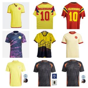 2024 2025 Colombia Away Soccer Jerseys 1990 Valderrama Retro 23 24 25 FALCAO JAMES Camiseta de fútbol local CUADRADO Equipo nacional Hombres Niños Kit Camiseta De Futbol