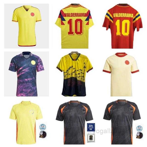 2024 2025 Colombie Jerseys de football à l'extérieur 1990 Valderrama Retro 23 24 25 FALCAO JAMES maillot de football à domicile CUADRADO équipe nationale hommes kit enfants Camiseta de futbol maillot