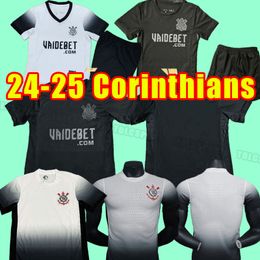 2024 2025 Corinthische voetbaltruien Home Away Yuri Alberto 24 25 Paulinho Camisetas de Footb Gustavo Balbuena Club voetbalshirt Derde fans Versie Men Kids
