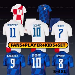 2024 2025 Croacia Modric Soccer Jerseys 2024 Euro Cup Croatie Football Shirt National Mandzukic Perisic Kalic Kovacic Rakitic Kramaric Kids Kit Kit Uniforms Paly