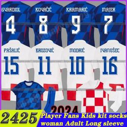 2024 2025 Croacia Modric Soccer Jerseys Equipo nacional Mandzukic Perisic Kalinic 24 Croacia Fútbol Camisa Kovacic Rakitic Kramaric Men Kit Kit Uniformes