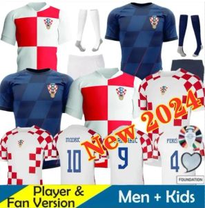2024 Euro Cup Croacia Modric Soccer Jerseys National Mandzukic Perisic Kalinic 24 25 Croatie Football Shirt Kovacic Rakitic Kramaric Men Kids Kit Kit Uniforms