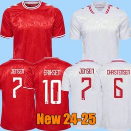 2024 2025 Denemarken Maehle Mens Soccer Jerseys National Team 24 25 Andersen Jensen Eriksen Hojbjerg Hojlund Dolberg Home Away Football Shirts Uniforms