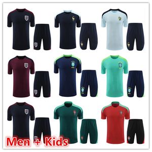 2024 2025 ANGLETERRE Survêtement d'entraînement de football pour hommes et enfants Maillots de football Polos Kit de shorts à manches courtes 24 25 Ensembles de maillots de polo pour hommes Survêtements de jogging