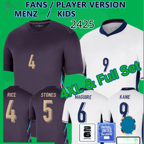 2024 2025 Eurocopa camisetas de fútbol BELLINGHAM KANE MONTE SAKA STERLING GREALISH RASHFORD MAINOO 24 25 Equipo nacional Mujeres Hombres Niños Kits completos Camiseta de fútbol