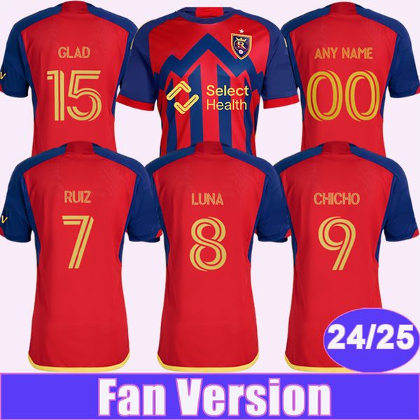 2024 2025 Fans Real Mens Soccer Jerseys Chicho Ruiz Luna Crooks Glad Ojeda Lake 24 25 Royal Salt Lake City Gomez Cruz Home Football Shirt Adult Courte