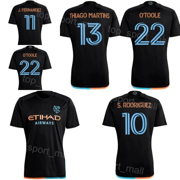 2024-2025 FC Soccer New York City Jerseys 10 RODRIGUEZ 9 BAKRAR 55 PARKS 6 SANDS 22 OTOLE 43 MAGNO 21 JASSON Kits de maillots de football Uniforme Team Noir pour les fans de sport