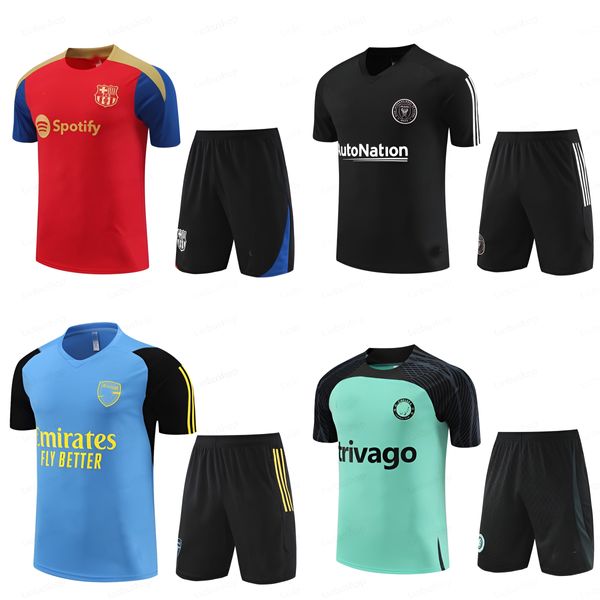 2024 2025 Jerseys de football Paris Real Madrid Miami Maillots d'entraînement à manches courtes International Milan Barcelone Adulte Adult and Children's Sports Training Ensemble