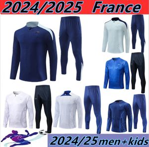 2024 2025 French Fran Crait Stit Tray Tray Fútbol Jerseys Benzema Mbappe Equipe de Sets Full Kids Kit Men 23 24 25 PPSG Half Pull manga larga CHANDAL FUTBOL