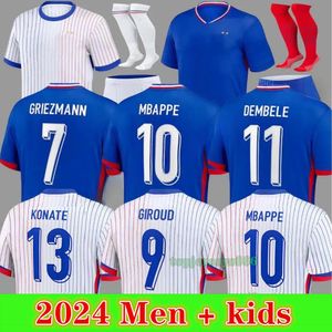 2024 25 Camisetas de fútbol francesas BENZEMA GIROUD MBAPPE GRIEZMANN SALIBA PAVARD KANTE Maillot de Foot Equipe Maillots Kids JERSEY Camiseta de fútbol HOME AWAY