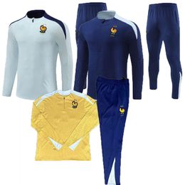 2024 2025 Franse tracksuit voetbalshirt benzema Equipe de Full Sets Kids Men 23/24 voetbaltrainingspak Half Trek Chandal Futbol met lange mouwen