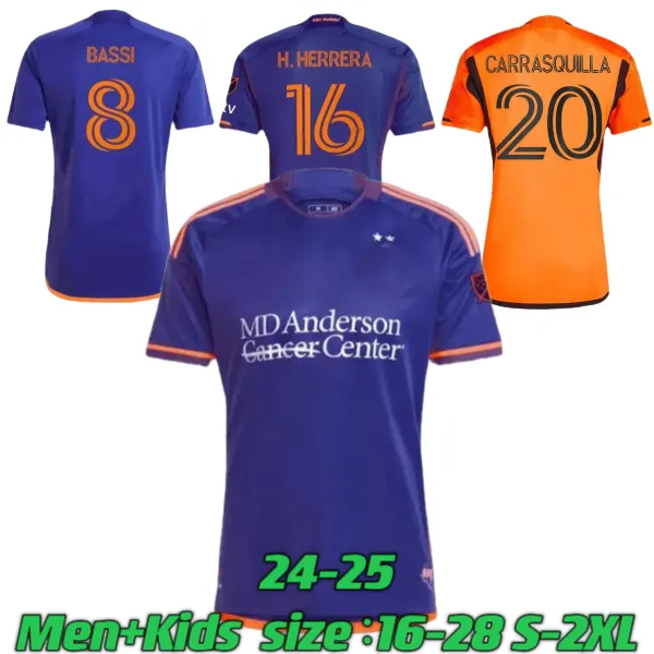 2024 2025 Houston Dynamo Soccer Jerseys Home Away Orange Black Sebas Parker Hadebe Picault 24 25 Shirts de football Kit à manches courtes