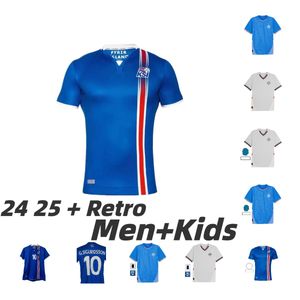 2024 2025 Iceland Soccer Jerseys Club complet Sets National Team Islandia 16 17 Retro Sigurdsson Uniforms Home Away White Gudjohsen R Finnbogason Men's Football Shirts