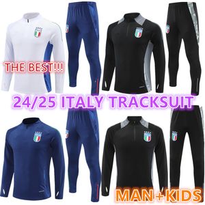 2024 2025 Italië Tracksuits -overleving voor volwassenen Half Zipper Training Suit voetbal 24 25 Italia man Kids voetbaltrainpakken Set Jacket Chandal Futbol Sportswear