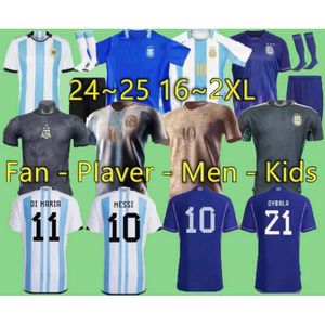 2024 2025 Jersey Fans Player Version MESSIS ALLISTER 24 25Argentine DYBALA DI MARIA MARTINEZ DE PAUL MARADONA Hommes et Femmes Maillot de Football Enfants