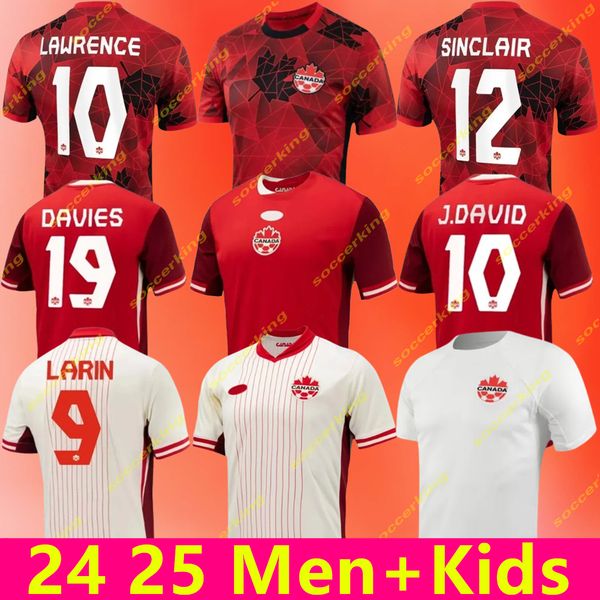 2024 2025 Kids Canada Soccer Jerseys National 24 25 Grosso Cavallini Hoilett Sinclair Davies J.David Red Fan Football Shirt South American Cup National Team