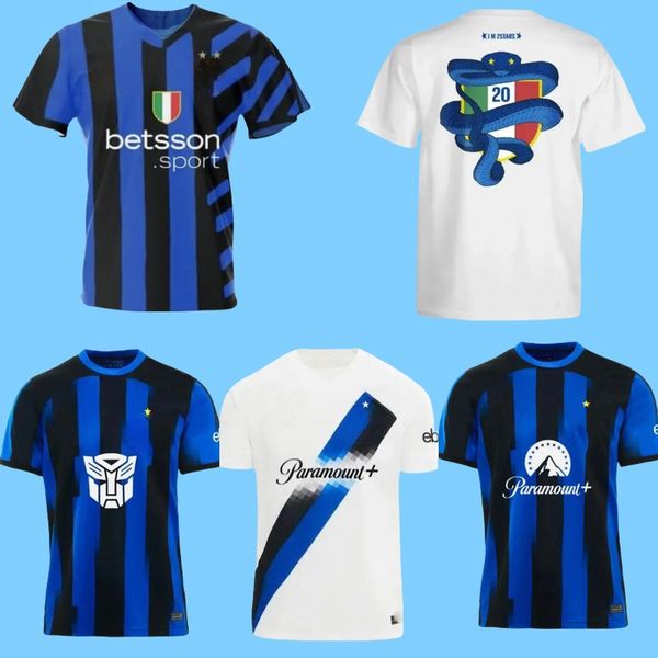 2024 2025 Lautaro Soccer Jersey Kid Kit Milan City Home Football Shirt 24 25 Transformers Milans Maglie Calhanoglu Barella Thuram