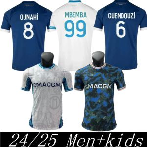 2024 2025 Maillot Marseille Soccer Jerseys Foot Cuisance Guendouzi Alexis Payet Clauss Football Shirts Men Kids Veretout Sous Oly Olympique Vitha Fans Joueurs