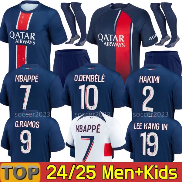2024 2025 Mbappe Maillots O.Dembele Asension Soccer Jerseys R. Sanches Hakimi Enfants Maillot French Fourth Football Shirts Men Kits Kid