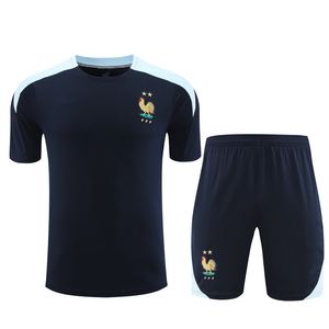 2024 2025 hommes et enfants français manches courtes survêtement de football maillot de football uniforme 24 25 MBAPPE Benzema costume d'entraînement de sport sweat-shirt ensemble