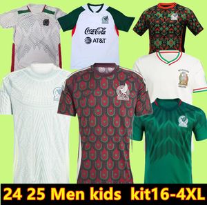 2024 2025 Jersey de fútbol de México H. LOSANO CHICHARITO G DOS SANTOS 24 25 Conjuntos de camisetas de fútbol Hombres Kit para niños Uniforme mexicano