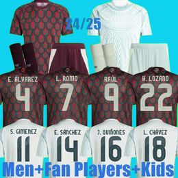 2024 2025 México Soccer Jersey Raulchicharito Lozano Dos Santos Club Fútbol Fútbol Camisa Kits Kit H.Ozano Men coloca Versión de jugadores de uniformes Versión
