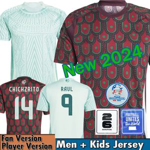 2024 2025 Camisetas de fútbol de México CHICHARITO Nuevo 24/25 Camiseta de fútbol del equipo nacional Kit para niños Local Visitante Camisetas Copa América Maillot Mexique 1985 Retro GIMENEZ