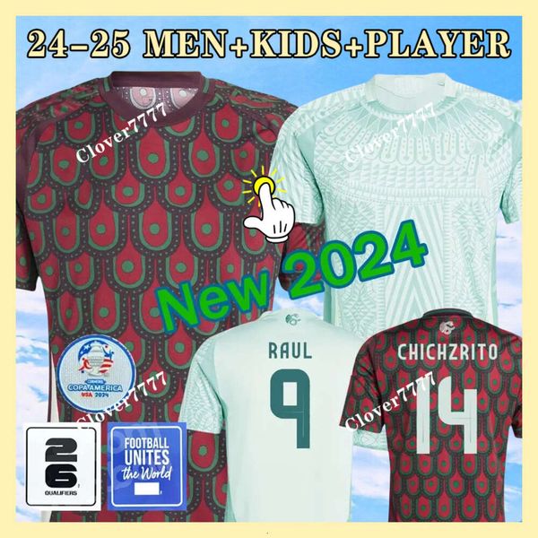 24 25 Jerseys de fútbol CHICHARITO 2024 2025 Equipo nacional Camiseta de fútbol Kit para niños Hogar lejos Camisetas Copa América Maillot Mexique 1985 Retro GIMENEZ LOZANO 3rd 3xl 4xl