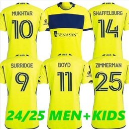 2024 2025 Nashville SC Jerseys de fútbol Mukhtar Leal Zimmerman Muyl Yearwood Surridge Boyd Amiche 24 25 Home Away Shaffelburg Fútbol Hombres Camisa para niños