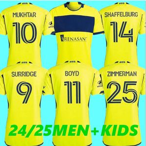 2024 2025 NASHVILLE SC SC SOCKER JIRES MUKHTAR LEAL ZIMMERMAN MUYL JAARWOOD Surridge Boyd Sapong Fafa Shaffelburg Home Away 24 25 voetbal Mannen Kids Shirt
