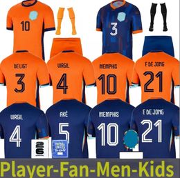 2024 2025 Holanda para hombres Jerseys Kids Kits Football Kits 24 25 Boys Football Shirt Kit Virgil Memphis de Ligt Camisas Voetbalshirt