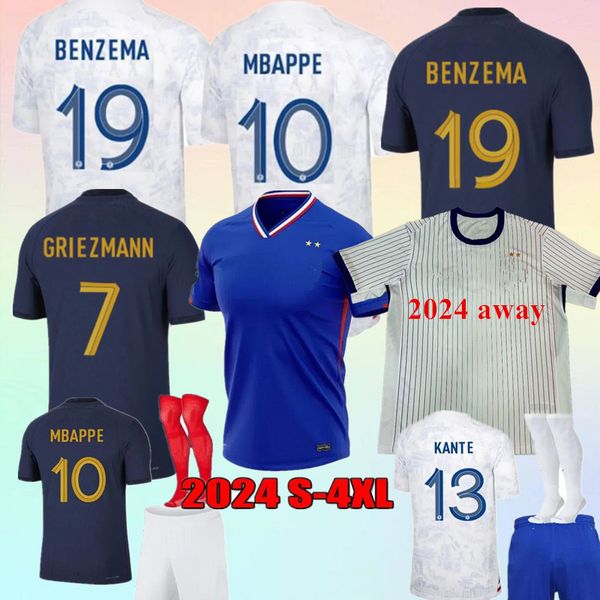 2024 2025 New Style Euro Cup Home French Mbappe Soccer Jerseys Dembele Coman Saliba Kante Maillot Sequpe Maillots Griezmann Kids Men Fans Joue Player Football