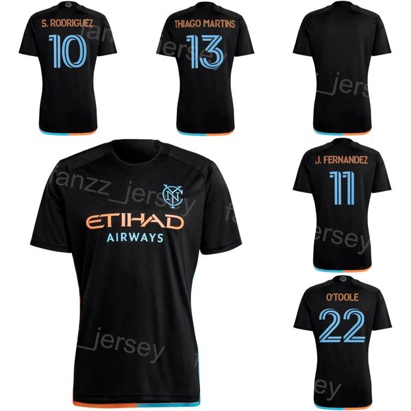 2024 2025 New York City FC 10 RODRIGUEZ Soccer Jerseys 9 BAKRAR 55 PARKS 6 SANDS 22 OTOOLE 43 MAGNO 21 JASSON Nom personnalisé Numéro Équipe Kits de chemise de football noir Uniforme