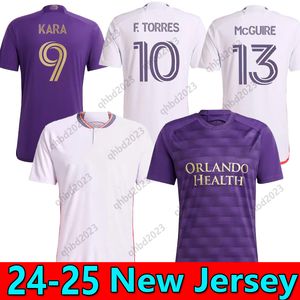 2024 2025 Orlando City SC voetballen Jerseys Kids Kit Man 24 25 voetbal shirts primair huis paars de muur weg witte legacy f.Torres L.Muriel Ojeda Jansson McGuire Kara